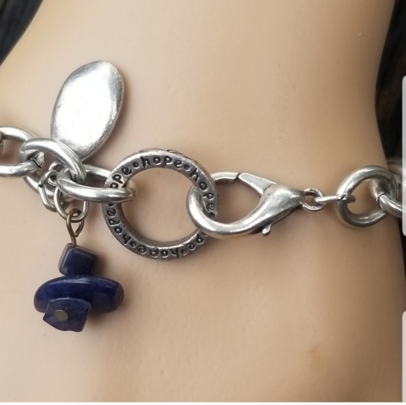 CHICOS SILVERTONED INSPIRATION CHARM & NATURAL GEMSTONE CHARMED CHAIN BRACELET - Picture 4 of 5